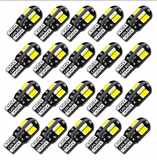 2 bombillas LED para interior de coche T10 blancas 5730 8SMD LED 12 V, luz de cuña lateral para coche, lámpara blanca, bombilla para coche, estilo Canbus, sin errores